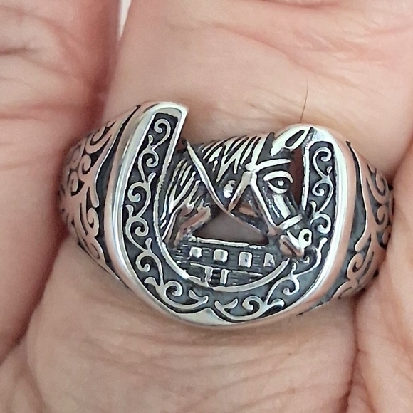 HORSESHOE RING 925 STERLING SILVER SIZE 7 3/4 - Picture 3 of 6